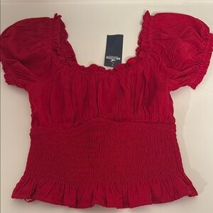 Hollister Red Smocked Women's Top